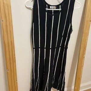 Calvin Klein Black and White Striped Sleeveless Dress